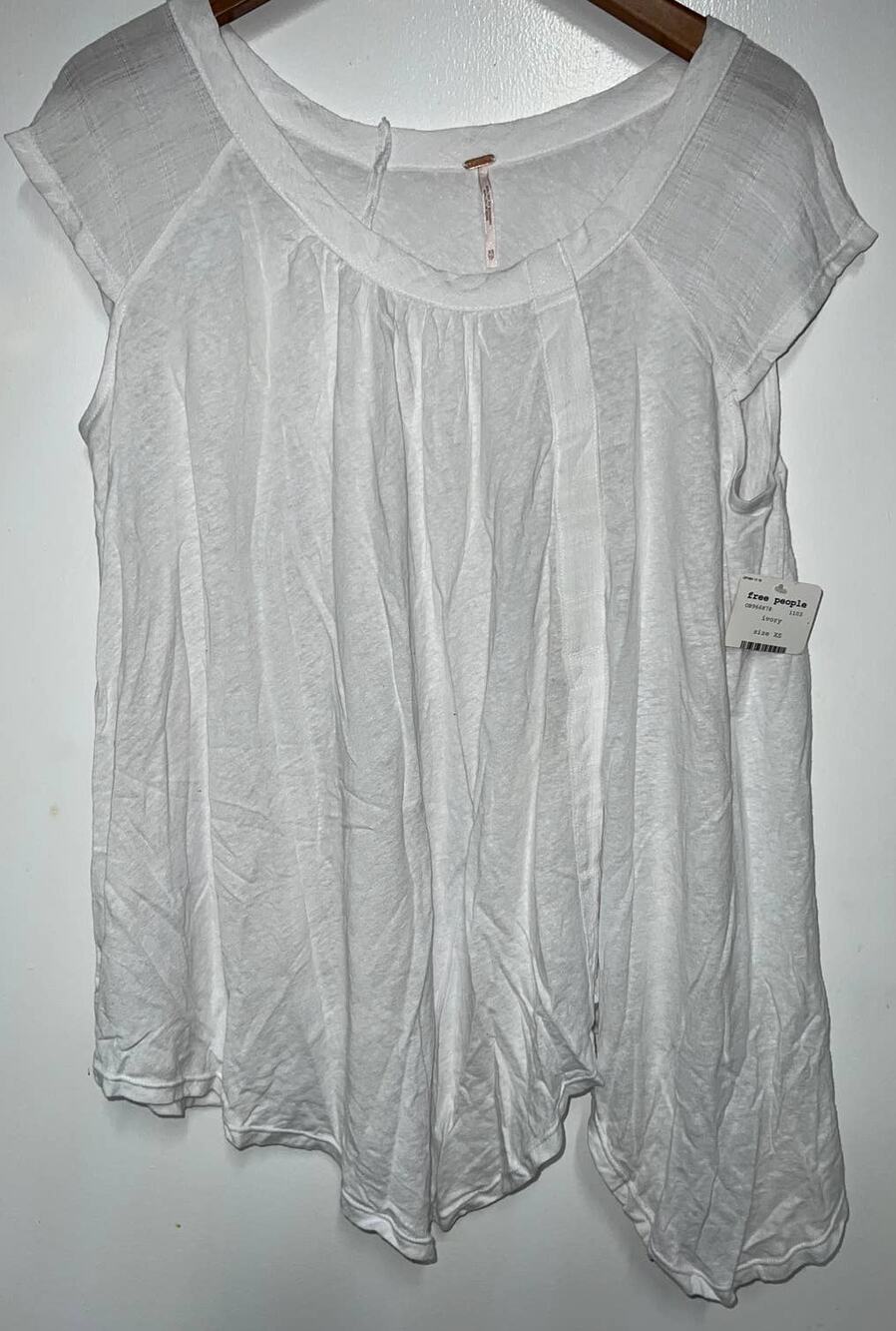 NWT Free People Keep It Casual Tee Linen Blend Oversized XS